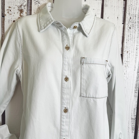 Thread Supply Denim Dress Blue Light Wash Size Large Pockets Western Long Sleeve - Picture 4 of 13